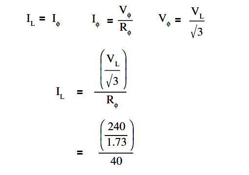Unbalanced 3 Phase Loads Current Equation