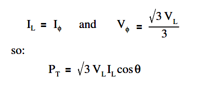 Wye connected load formula