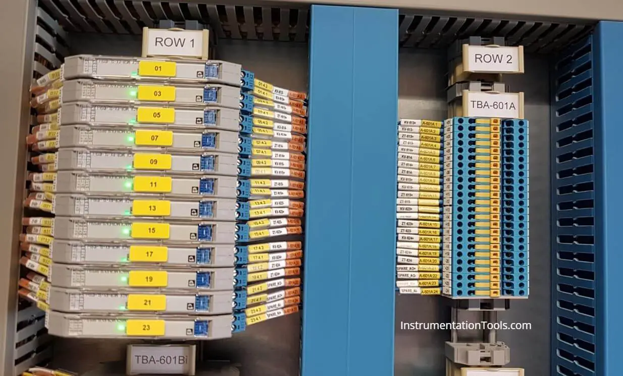 Closure view of marshalling cabinet components