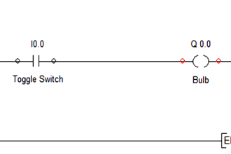 Draw a ladder logic to switch ON-OFF a bulb using a toggle switch