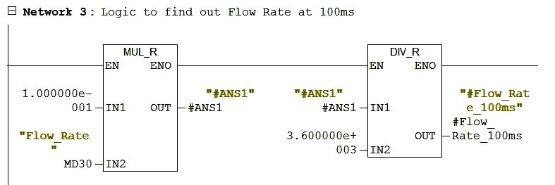 Ladder Logic to Find Flow Rate