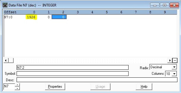 PLC Data File for Integer