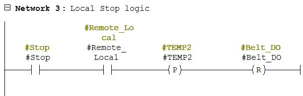 Local Stop Logic in PLC