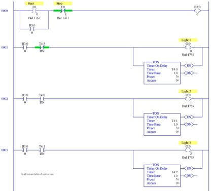 PLC Programming to Control Lights in a Sequence