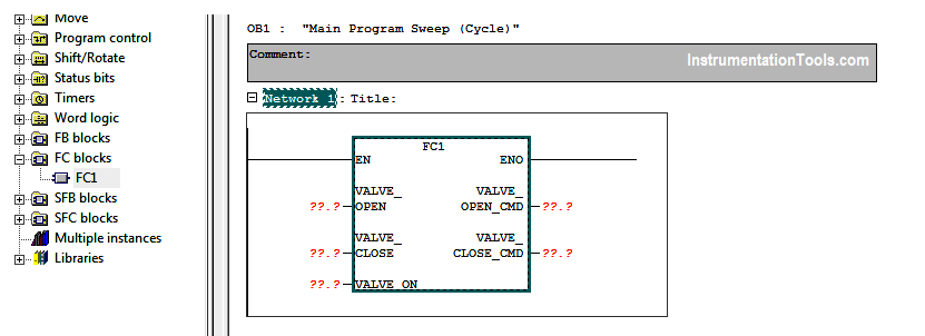 Create a Function (FC) Siemens PLC