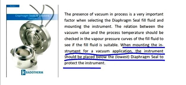 diaphragm seal for vacuum