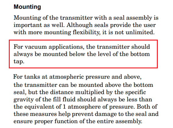 diaphragm seal transmitter mounting