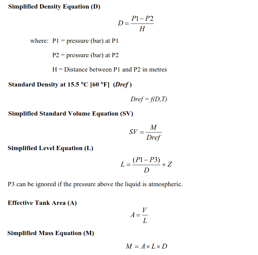 Hydrostatic Tank Gauging Formula