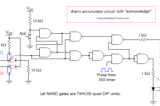 Alarm annunciator circuit with acknowledge