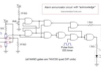 Alarm annunciator circuit with acknowledge