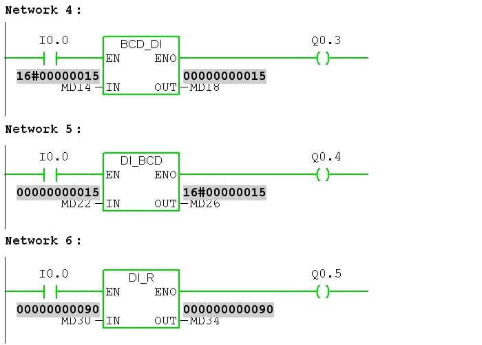 BCD to Integer Program in PLC