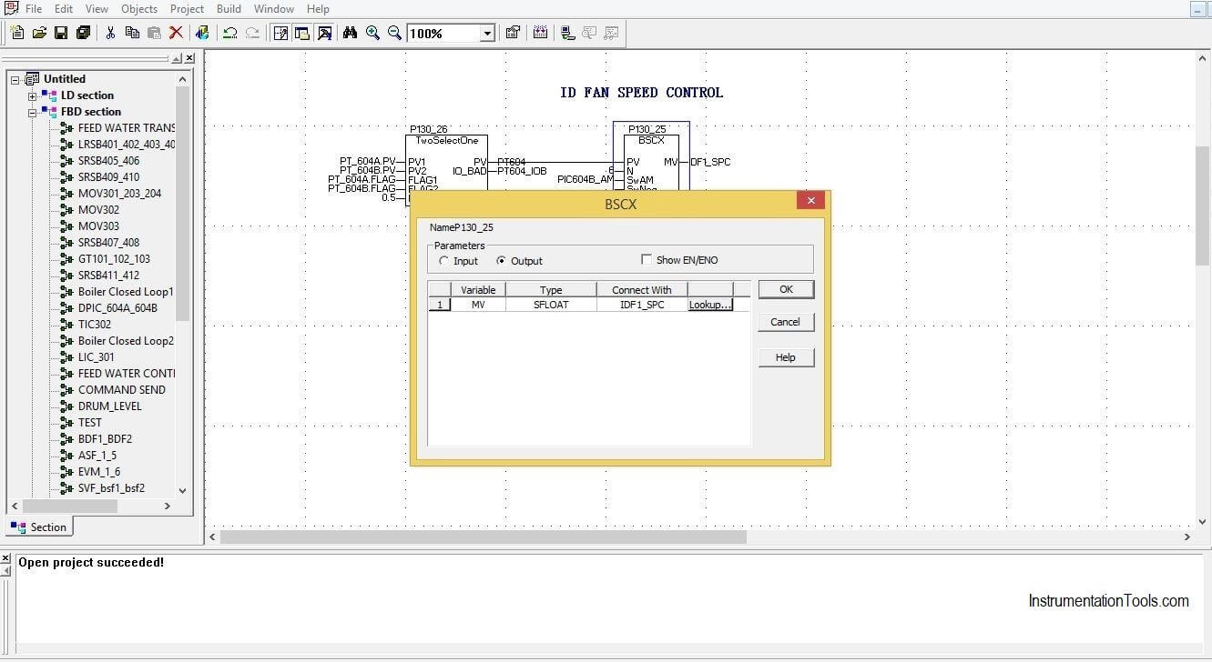 Output assigning in DCS FBD Programming