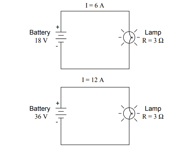 Circuit example with the 3 Ω lamp