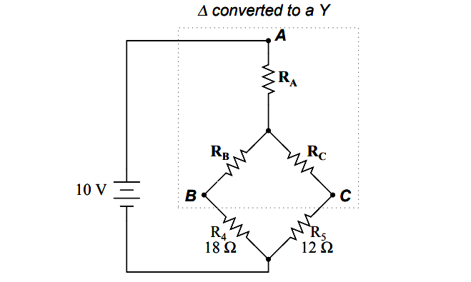 Delta converted to a Wye Circuit