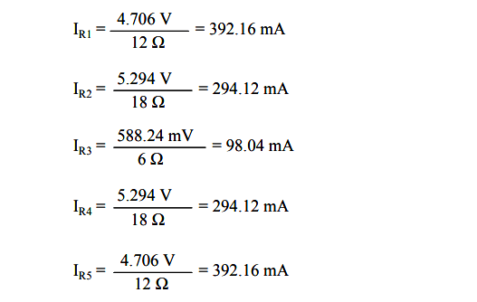 Determine resistor currents