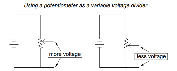 Potentiometer as a variable voltage divider