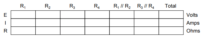 Series Parallel Circuit Table