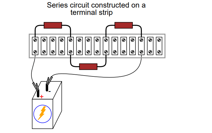 Series circuit constructed on a terminal strip
