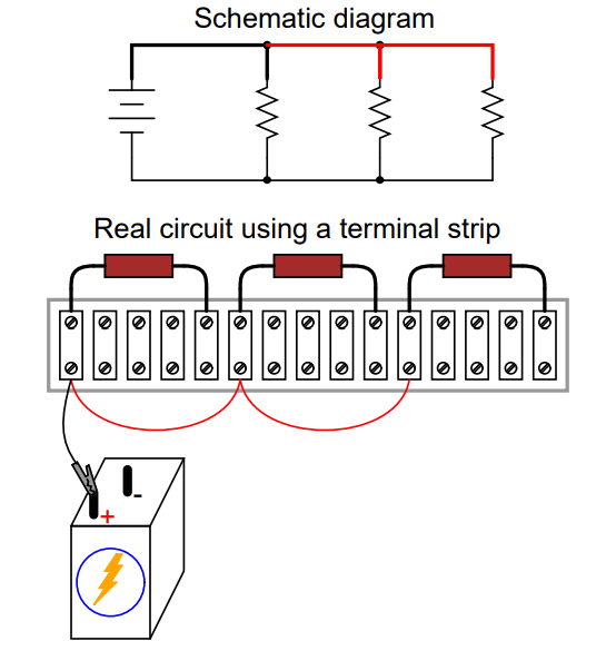 Three Resistors Connected with Terminal Strip
