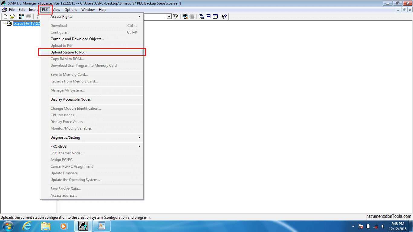 Upload Station to PG in Simatic Manager