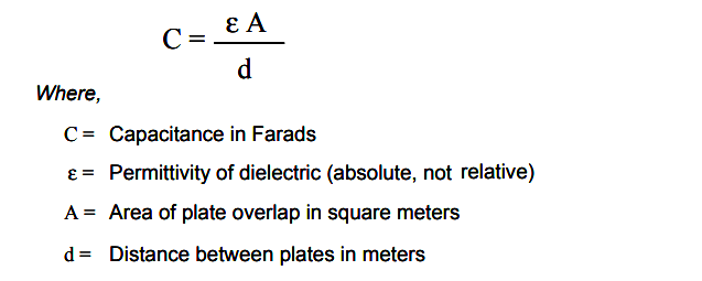 formula for capacitance in picofarads
