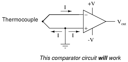 Op-Amp Comparator circuit Thermocouple Example