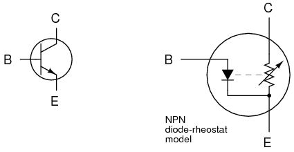 Elementary diode resistor transistor model.