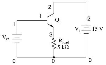 Common collector amplifier for SPICE.