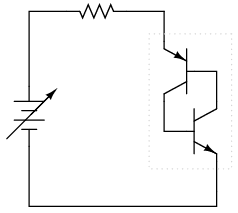 Powered Shockley diode equivalent circuit.