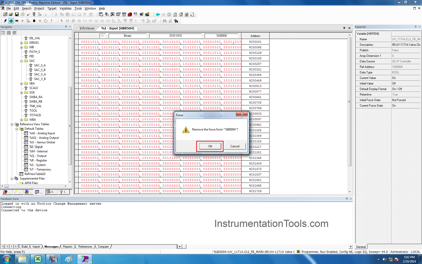 Force Inputs in PLC