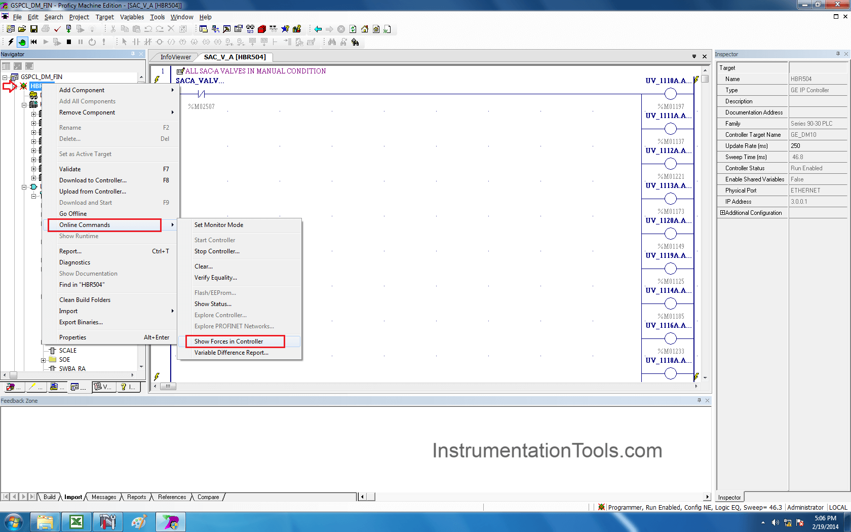 Show Forces in PLC Controller