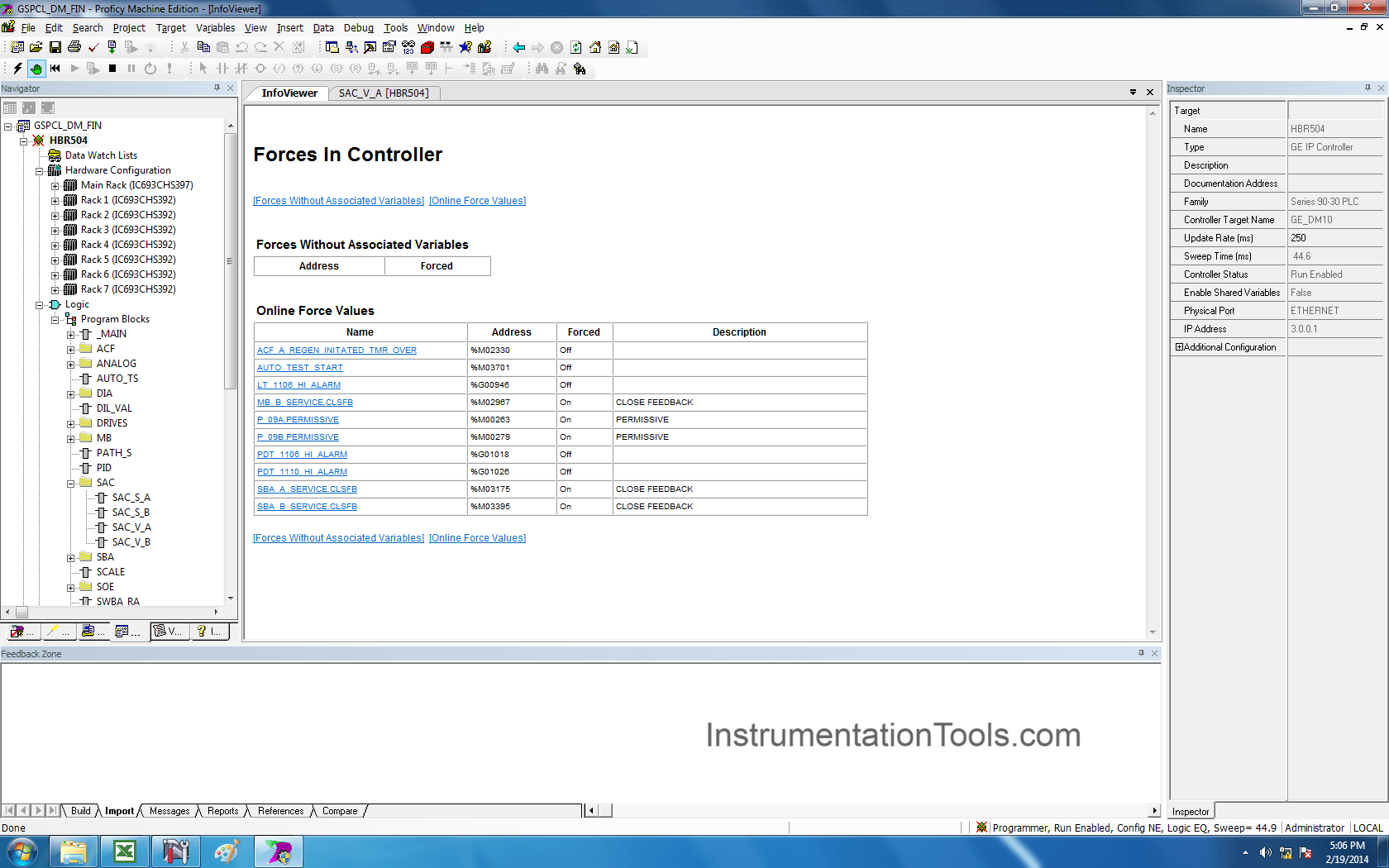 How to do Force ON and OFF in GE Proficy Machine Edition?