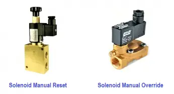 Compare Solenoid Valve Manual Reset and Solenoid Manual Override