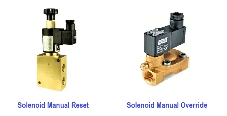 Compare Solenoid Valve Manual reset and Manual Override