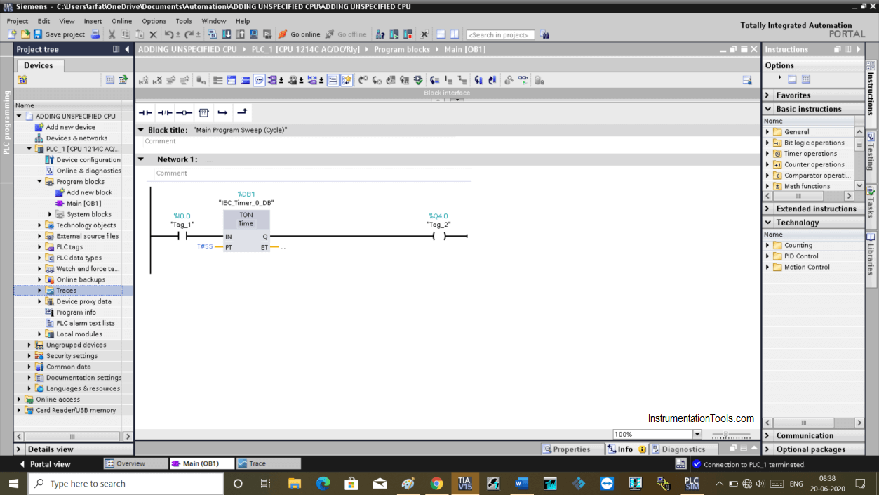 IEC Timer in Tia Portal