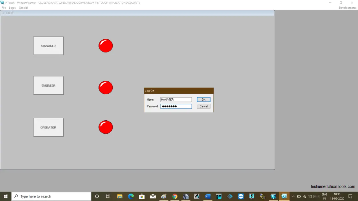 InTouch SCADA Password