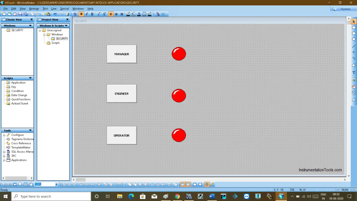 Insert Lamps in InTouch SCADA