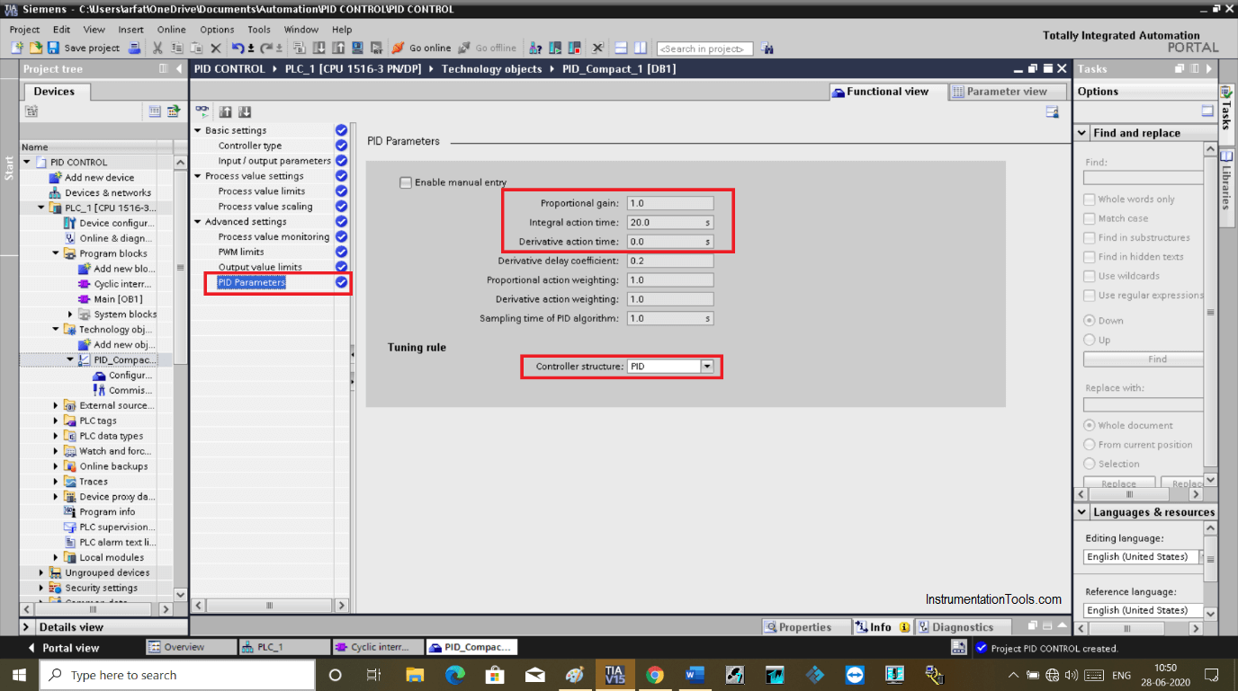 PID Advanced Settings