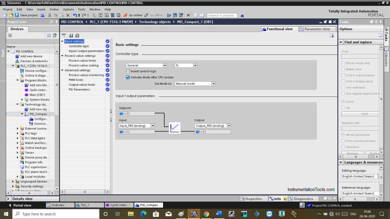 PID parameters