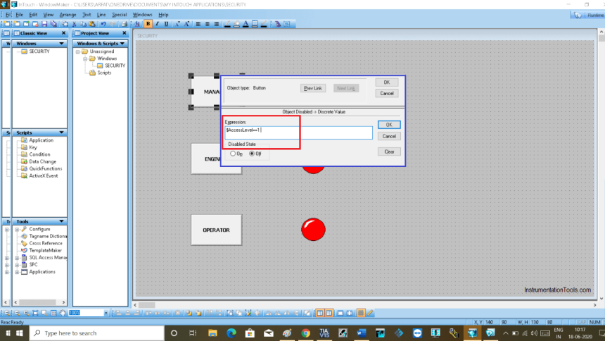 Create Login Password Security for InTouch SCADA Programs