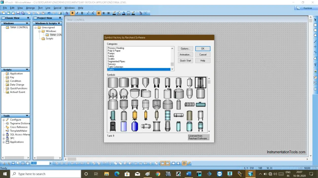 Search tank in Intouch Scada