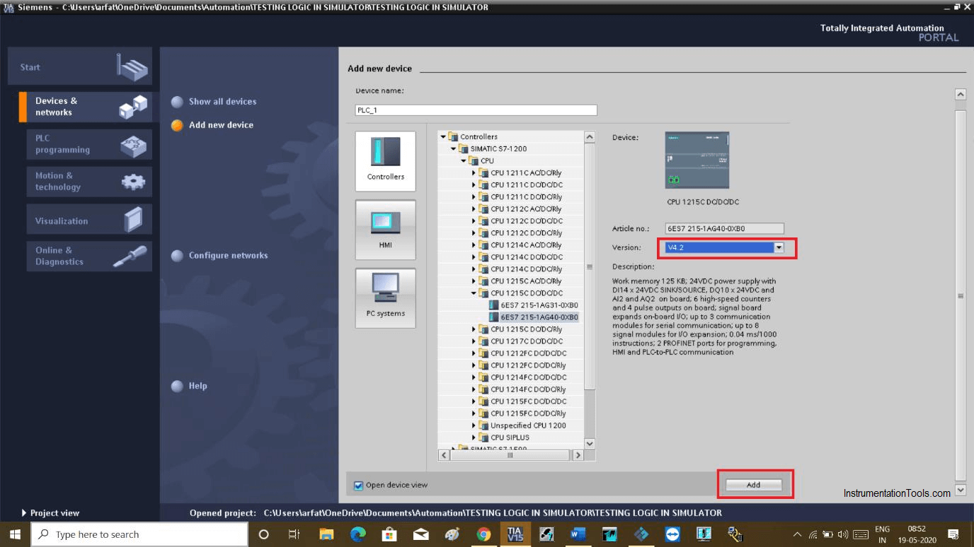 Siemens higher-end PLC CPU