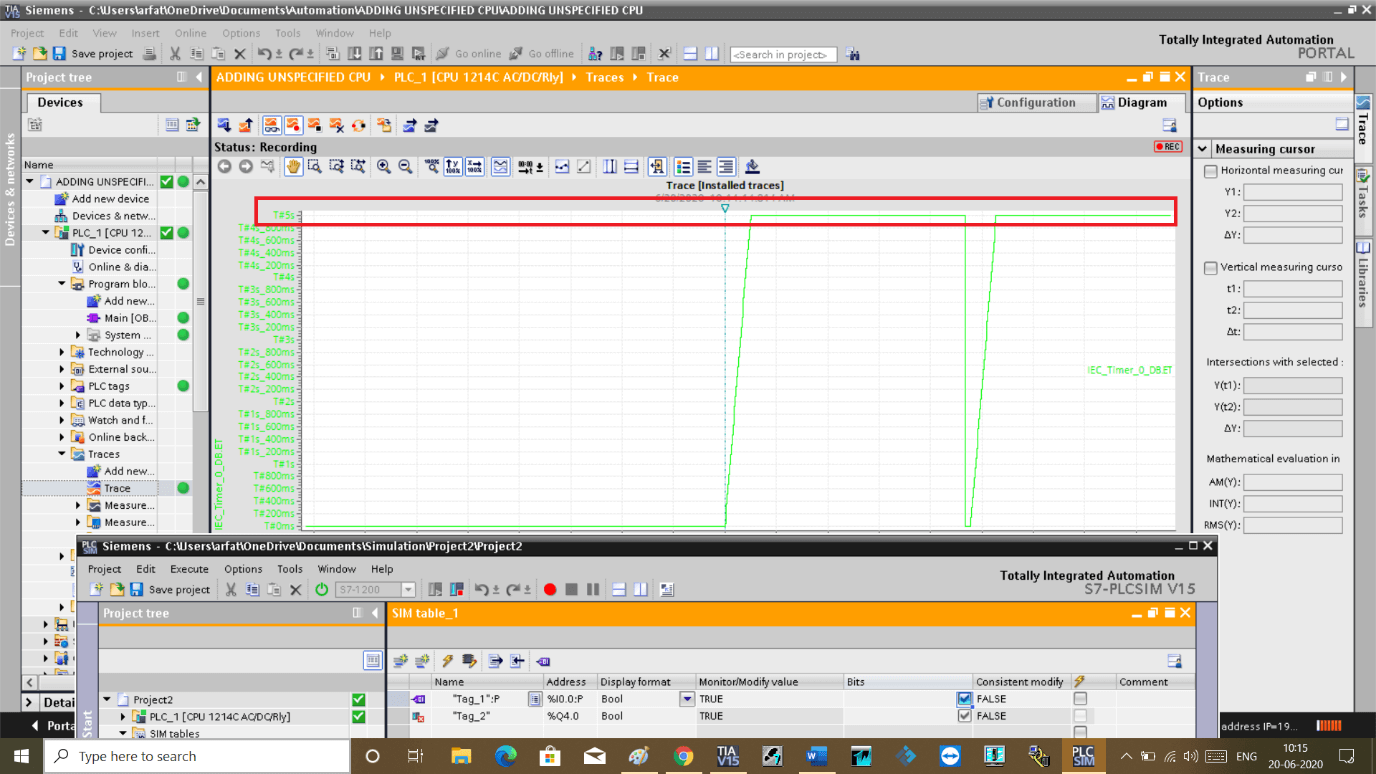 Traces in TIA Portal