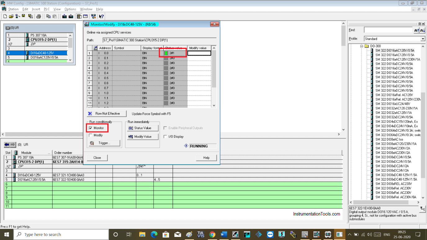 Monitor the input variable in Simatic Manager