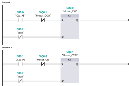 Motor Stop Interlock for Changing the Direction PLC Program