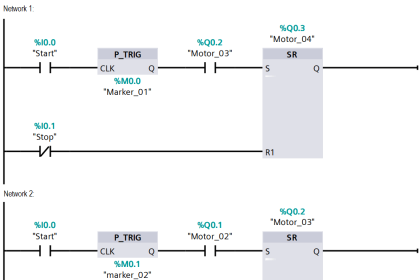 Run 4 Motors Sequentially from Same Push button PLC Program