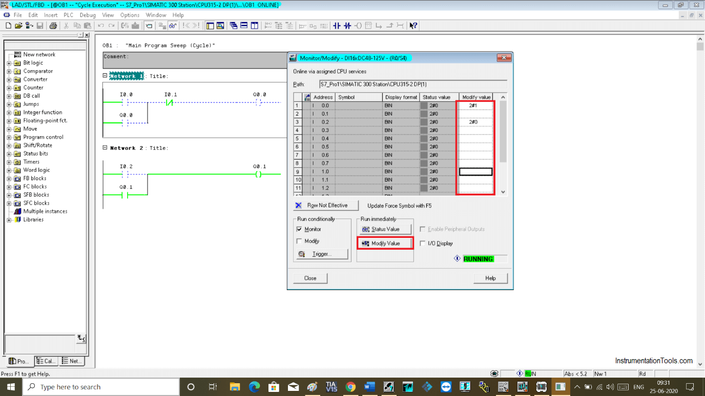 Simatic Modify Value