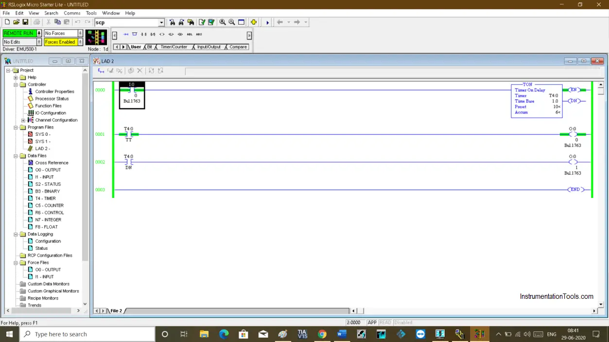 Emulator in Allen Bradley RsLogix