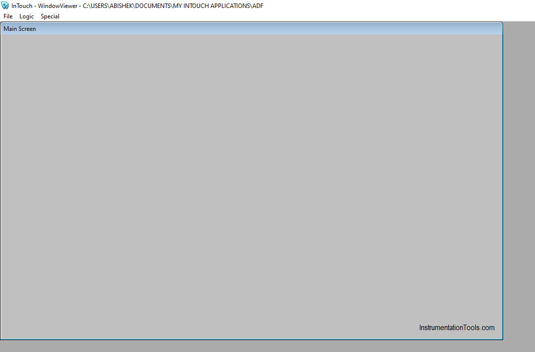 InTouch SCADA Main Screen