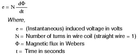 mathematical relationship between magnetic flux and induced voltage